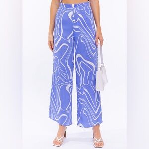 Le Lis Periwinkle Blue Swirl Wide-Leg Pants